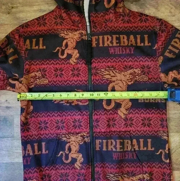Fireball Whiskey Holiday One Piece Zip-Up Pajamas Size Large - Picture 7 of 10